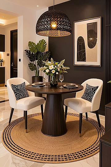 Creating a Dining Area with a Deep Black Accent Wall