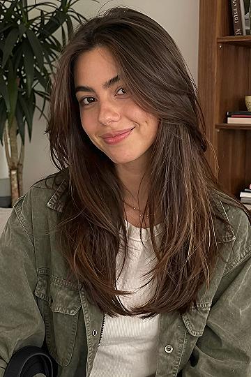 Subtle Chin Length Layers for Straight Brunette Hair