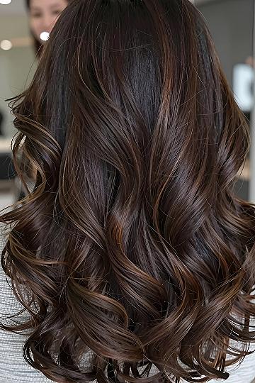 Subtle Caramel Mocha Highlights for Dark Hair