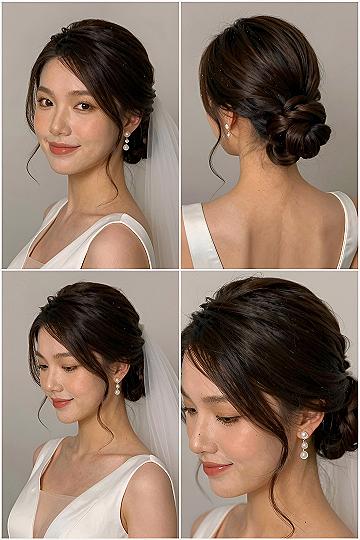 Choosing a Braided Low Chignon with Soft Side Tendrils