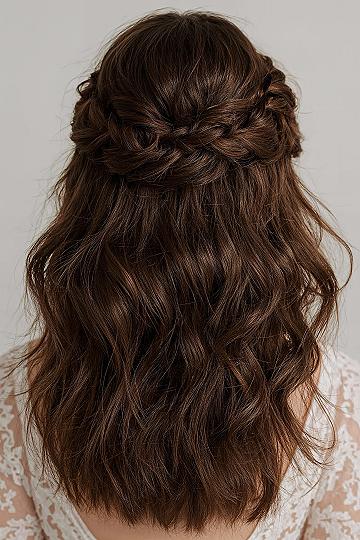 Elegant Half Up Half Down Wedding Hairstyles for Brown Hair
