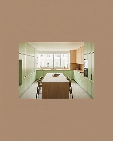 Modern Minimal Wood & Sage Green Kitchen Design Ideas