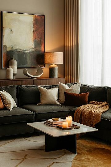 Dark Sofa Living Room: Achieve Cozy Neutral Decor & Modern Elegance