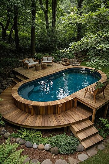 Natural Wood Above Ground Pool Ideas for a Serene Backyard