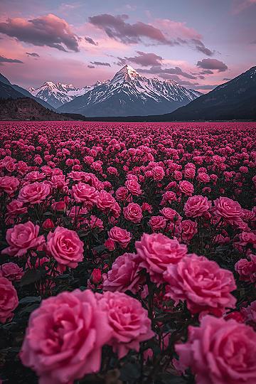 Dreamy Pink Roses & Mountains: Aesthetic Tab Wallpaper Inspiration