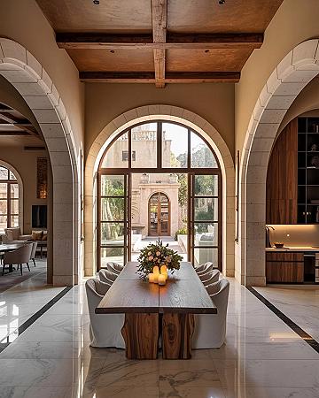 Luxury Tuscan Dining Room: Mediterranean Modern Interior Design