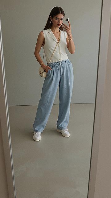 Elegant Vest & Wide Leg Jeans: Your Go-To Summer Casual Outfit