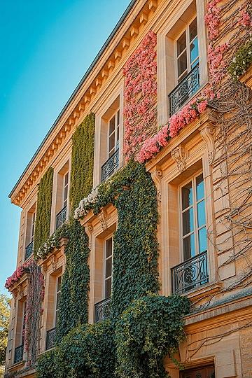 French Architecture Mansion: Romantic Houses with Vines & Dream Garden Design