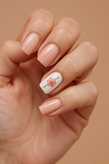 Elegant Pink Flower Gel Nails for a Chic Summer Vacation