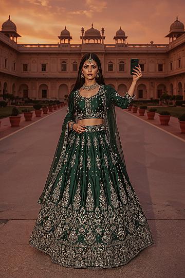 Elegant Dark Green Lehnga Dress: The Ultimate Wedding Outfit