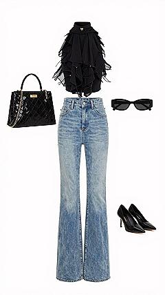 Pairing A Dramatic Ruffled Top With Classic Denim