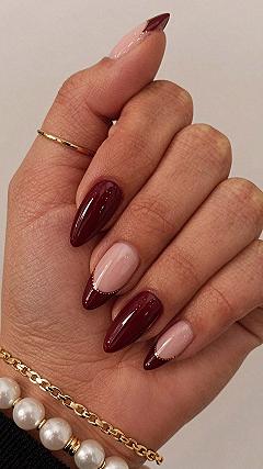 Chocolate Brown Almond French Tips for Autumn Style
