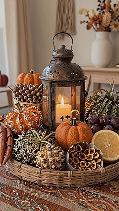 Creating an Autumn Fruit and Gourd Basket Centerpiece