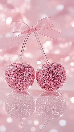 Crystal Cherries: Cute 3D Aesthetic Pink Wallpapers for iPhone