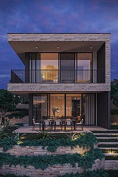 Modern House with Balcony at Dusk: Inspiring Cool Architectural Designs