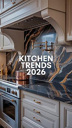 2026 Kitchen Trends: Dramatic Marble & Brass for New Home Designs