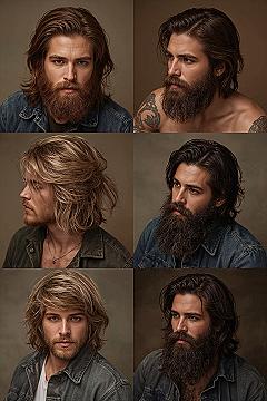 Rugged Refinement: Beard & Long Hair Styles for Thick Hair