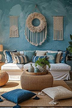 Boho Coastal Living Room Bliss: Aesthetic Decorating Home Ideas