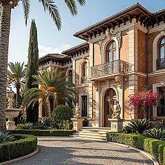 Luxury Mediterranean Home Exterior: Timeless Charm & Courtyard Design