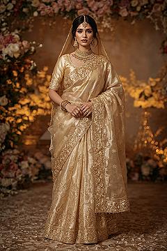 Royal Golden Bridal Sarees: Regal Wedding Outfit Inspo