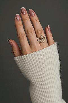 Chic Dusty Pink & Botanical Short Square Nails