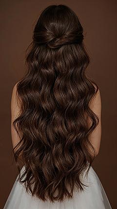 Gorgeous Wavy Bridal Hair Down: Dreamy Dark & Chocolate Tones