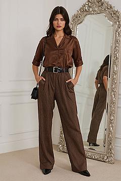 Rich Woman Look: Styling Pinstripe Wide Leg Trousers Effortlessly