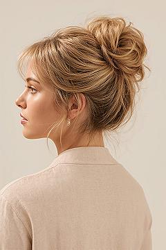 Effortless Wedding Upstyle: Chic Messy High Bun for Brides