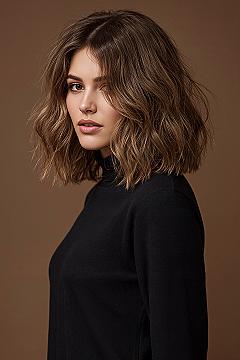 Wavy Lob: Honey Balayage for Shoulder Length Hair Perfection