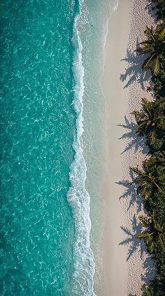 Aerial Beach Bliss: Turquoise Ocean 4K iPhone Wallpaper