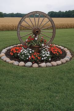 Rustic Wagon Wheel Garden Ideas for a Farmhouse Yard