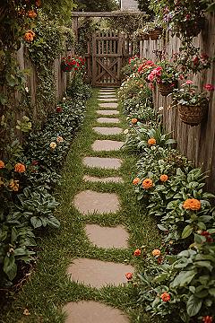 Charming Small Side Garden: Farmhouse Style for Narrow Spaces