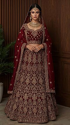Regal Red & Gold: Embroidered Lehenga for Dream Indian Weddings