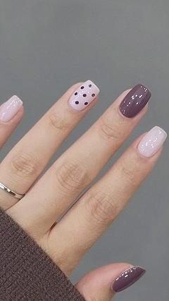 Pairing Brown Nail Polish With Polka Dot Accent Nails