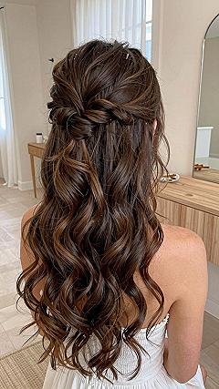 Securing Twisted Halves with Curly Hair