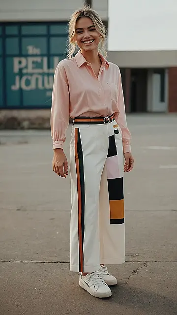 Geometric Glamour:  Trousers with Style & Smile