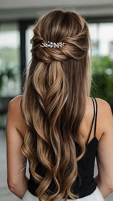 Romantic Half-Up Half-Down Styles for Bridesmaids