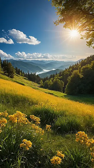 Mountain Peaks & Sun Rays