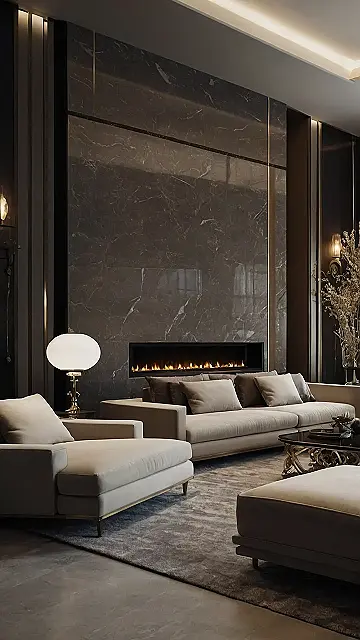 Living Room Goals: A Fireplace, a Fluffy Rug, and Maybe a Movie?