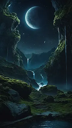 Mystical Moonlit Peaks