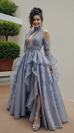 Blue Floral Frock Outfit:  Ready to Bloom!