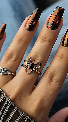 Scorpio Stings:  Acrylic Nails with a Touch of Glamour