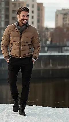 Here’s a possible title and two paragraphs based on the image and keyword “mens winter fashion”: