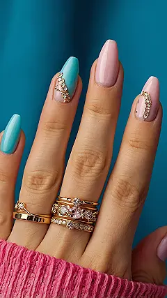 Golden Hour Glitz Nails