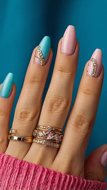 Golden Hour Glitz Nails