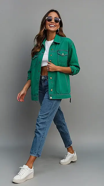 Denim Dreams in Emerald Green