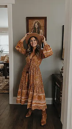 Boho Babe in the Fall Field: