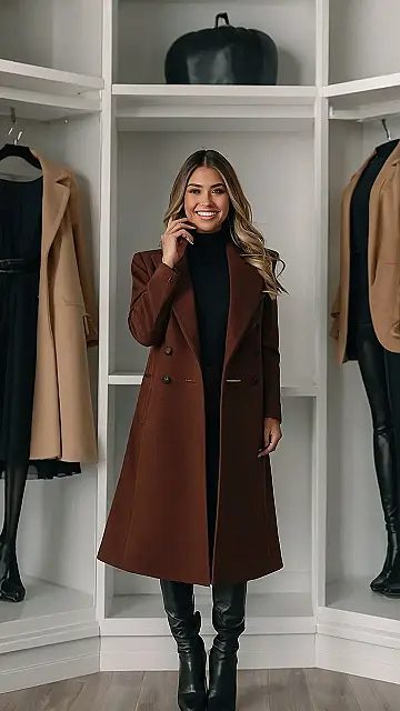 This outfit is seriously giving us “I woke up like this” vibes! It’s like the perfect mix of comfy and chic, something we all need when the weather starts getting chilly. The white button-up and long, flowing coat are a classic combo that’s always in style. And the jeans? Those are definitely the kind of jeans you want to wear when you’re feeling your best, even if you’re just running errands!  Just add a pair of sunglasses and those fab brown boots, and you’re good to go!This outfit is proof that midsize fashion doesn’t have to be complicated.  It’s all about finding pieces that flatter your figure and making you feel confident.  This look is  stylish and  ready to take on the world.  Don’t be afraid to experiment with different styles and find what makes you feel amazing!