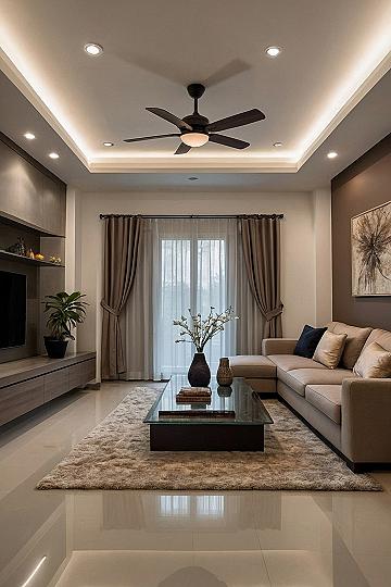 Minimalist Tray Ceiling with Recessed Lighting