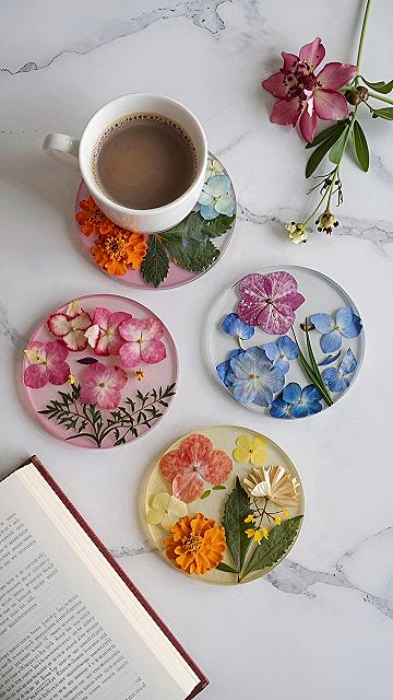 Creating Custom Pressed Flower Resin Coasters at Home